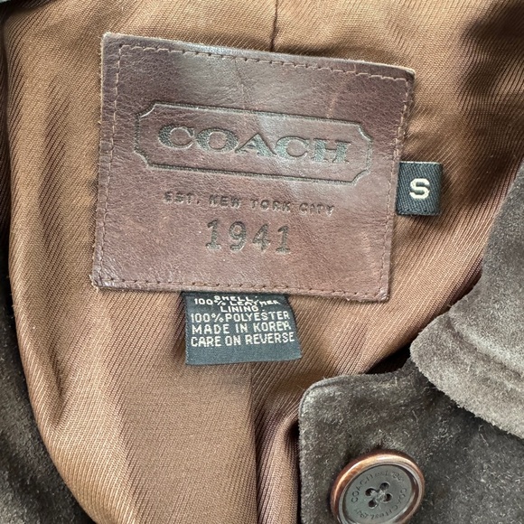 Vintage Coach 1941 Blazer Womens Small Dark Brown Suede Leather Coat Jacket - Picture 2 of 9